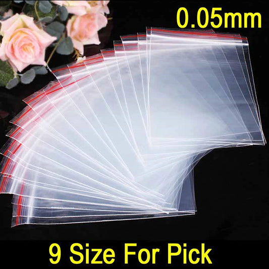 100 Pcs/Pack Small Zip Lock Plastic Bags Reclosable Transparent Bag Shoe Bag Vacuum Storage Bag Poly Clear Bags Thickness 0.…