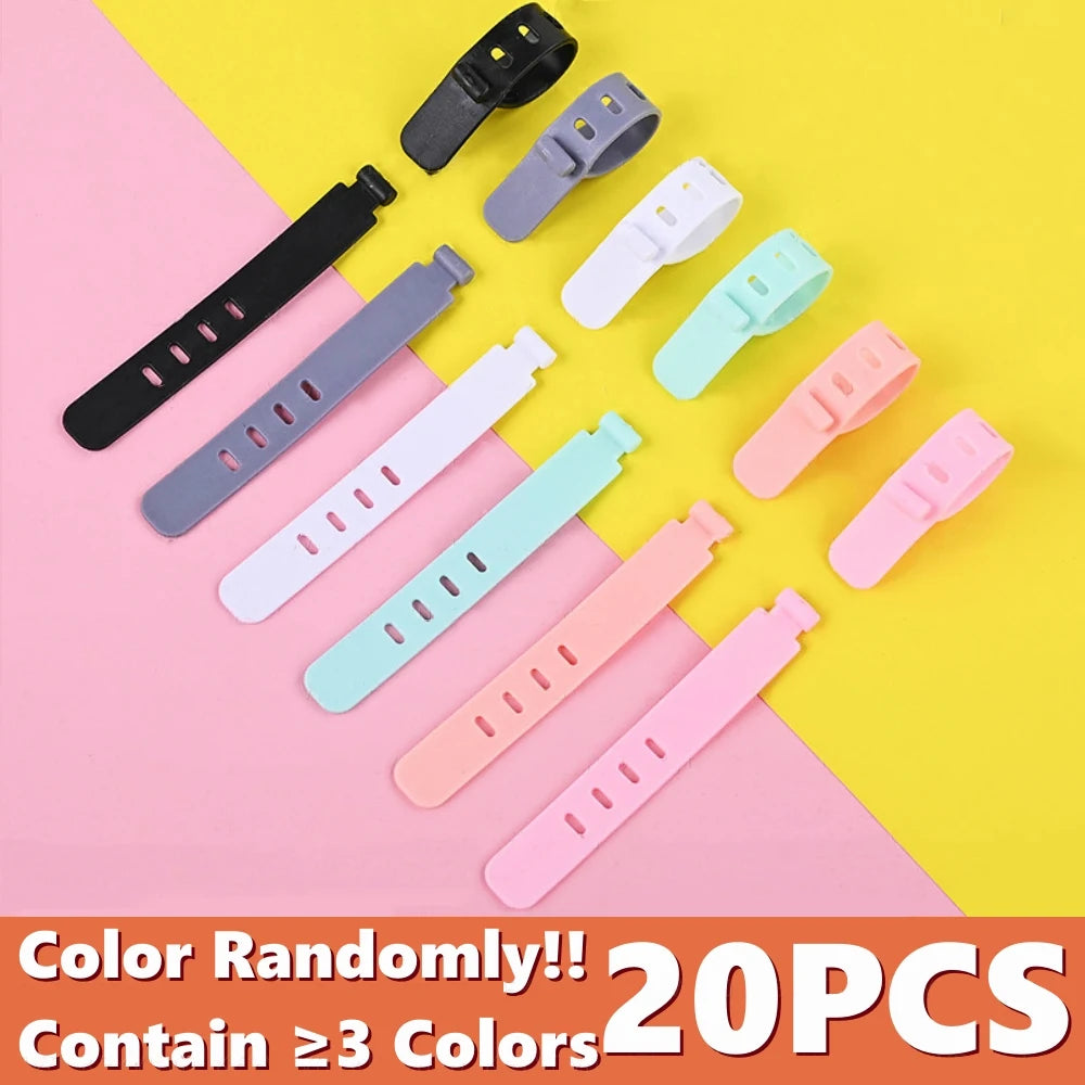 20/12/4PCS Cable Ties Cord Organizer Management Silicone Wire Holder Straps Zip Clips Reusable Tie Wraps Keeperwinder Rubber…