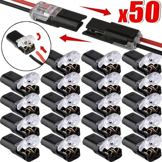 20/50/100 Pack of H2 2-Pin Pluggable Wire Connectors, Nylon Insulated Copper Quick-Connect Terminal Blocks, Suitable for Low…