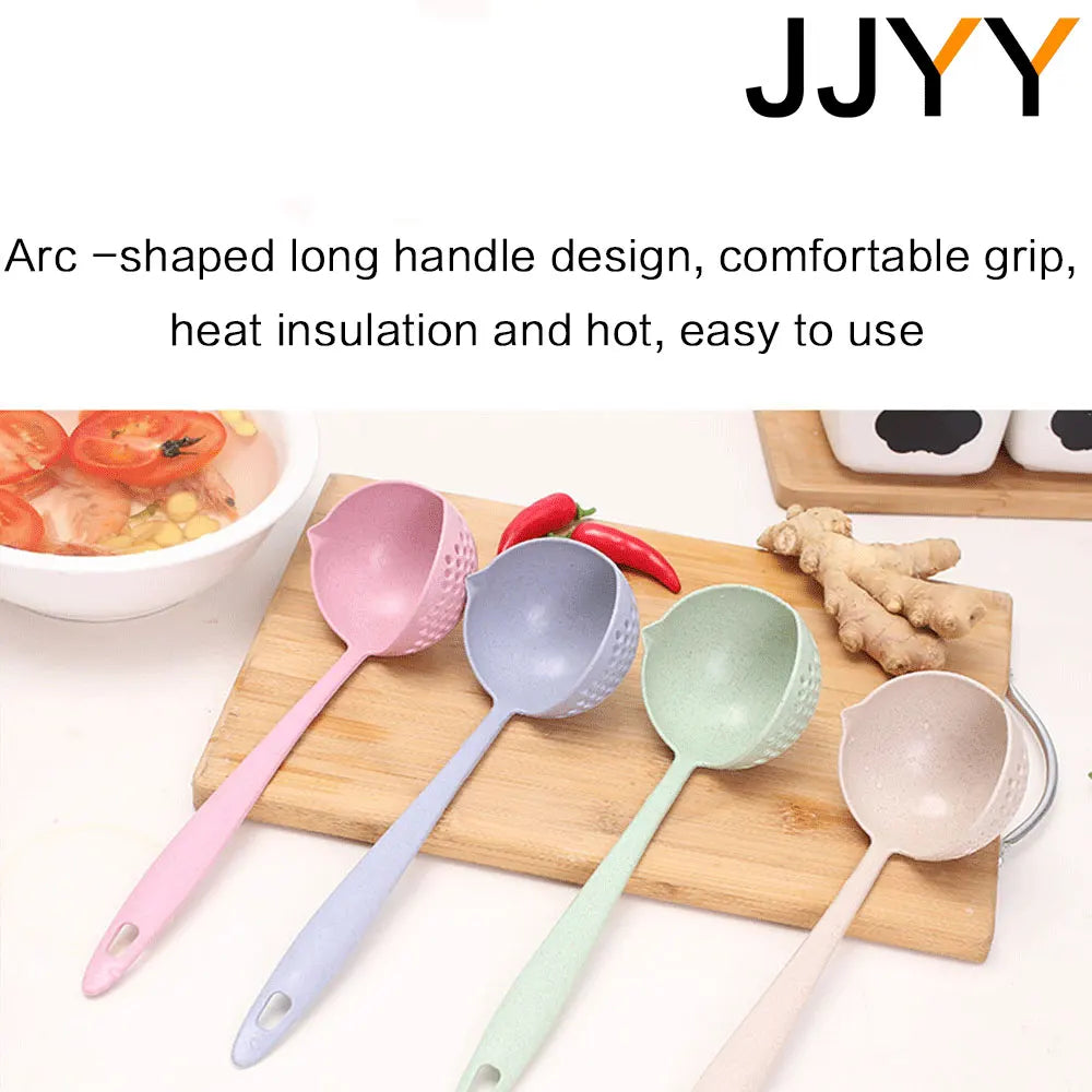 JJYY The 2 in 1 Kitchen Spoon Spoon Long handle Plastic Colander Filter Tableware Hot Pot Spoon - image 4