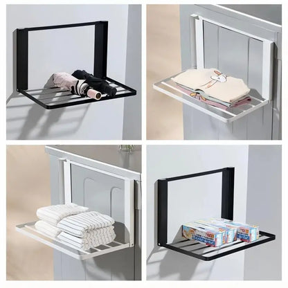 Magnetic Metal Washing Machine Side Shelf Space-saving Folding Clothes Rack No Punching Temporary Rack Simple Bathroom Shelf…
