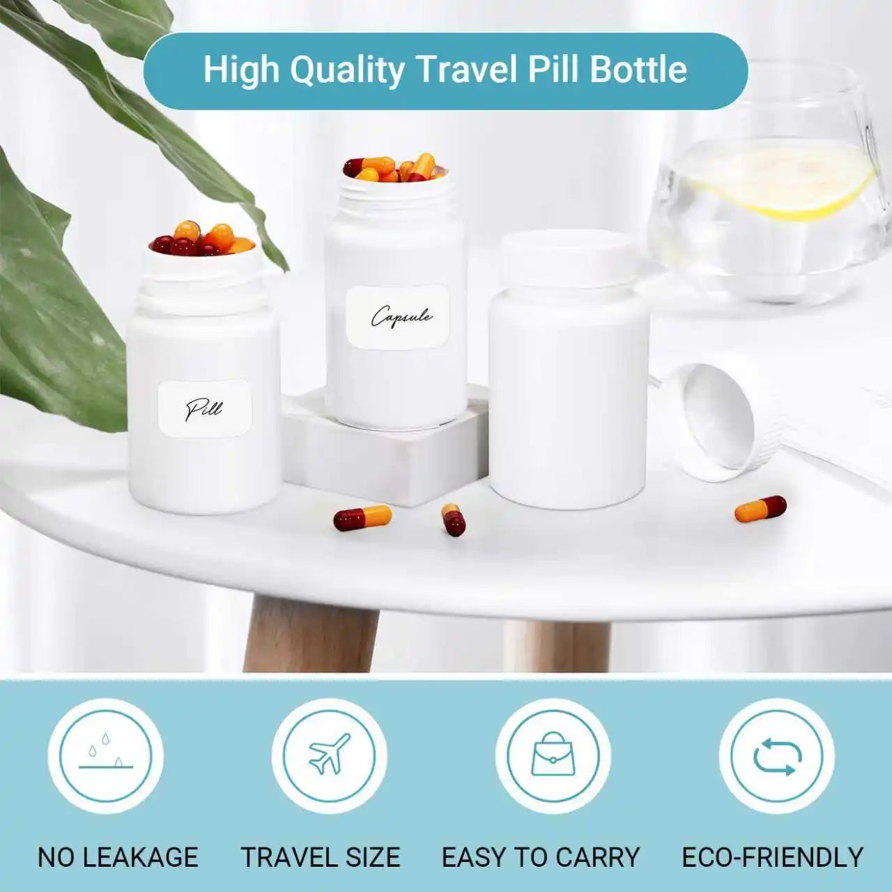 10pcs 20-200ml Plastic HDPE White Empty Seal Bottles, Refillable Pill Vials for Medicine, Capsule, Solid Powder, Reagent Sto…