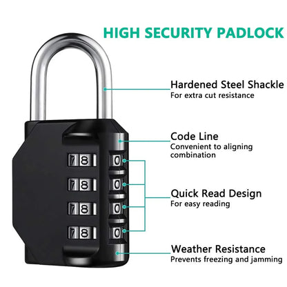 1pc Combination Lock Resettable 4 Digit Padlock with Combination Waterproof and Heavy Duty Combination Padlock Outdoor - ima…