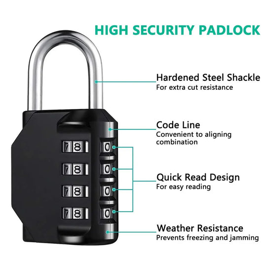 1pc Combination Lock Resettable 4 Digit Padlock with Combination Waterproof and Heavy Duty Combination Padlock Outdoor - ima…