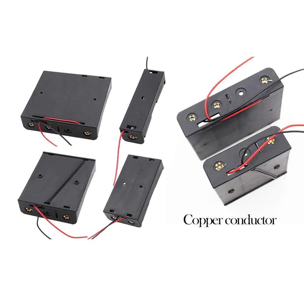 3pcs 18650 Battery Holder Box 1 Slot 3.7V Battery Storage Case 1/2/3/4 Cell Plastic Container with Connect Black Red Wires -…