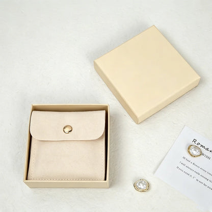 24/50/100Set Personalized Logo 9x9x3cm Jewelry Paper Box With 8x8cm Microfiber Snap Bag Jewellery Earrings Rings Brooch Boxe…