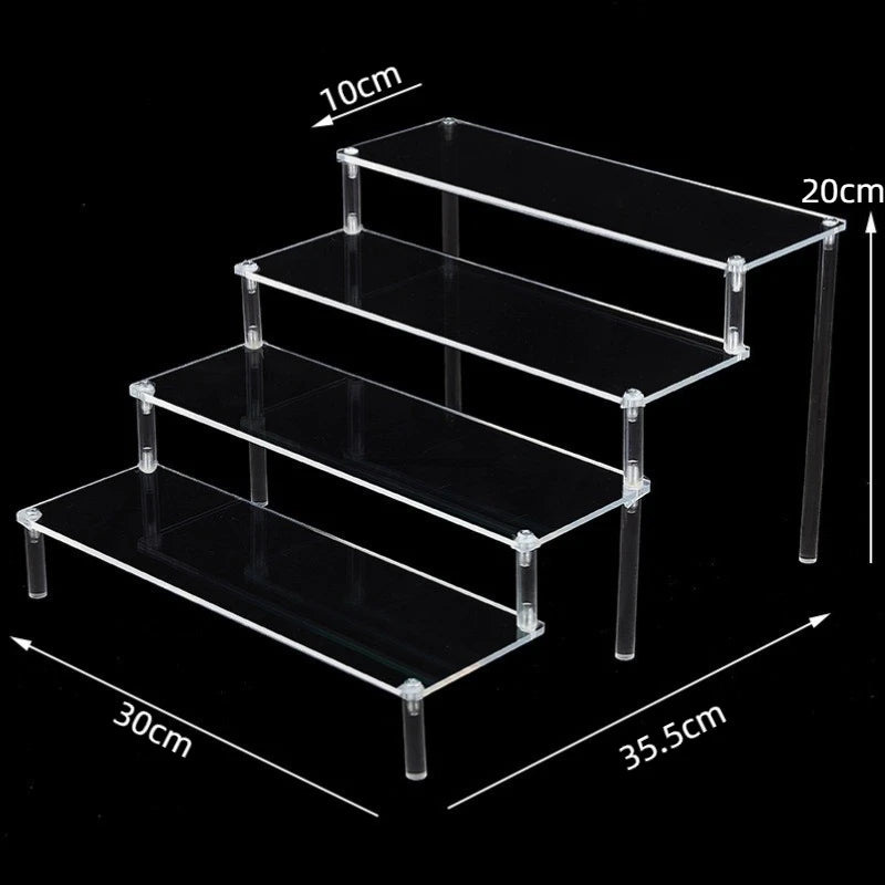 1-5 Tier Acrylic Display Stand Clear Display Riser Rack for Cupcake Perfume Doll Décor Organizer Amiibo Funko POP Figures DC…