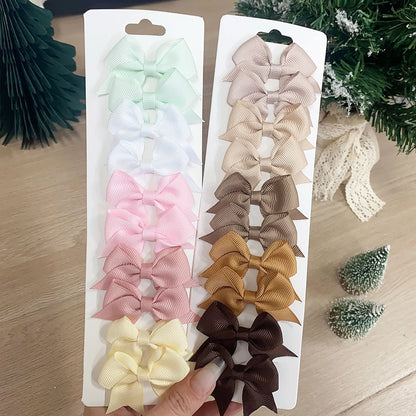 10Pcs/Set Solid Color Kids Bows Hair Clips for Baby Girls Handmade Ribbon Bowknot Hairpin Barrettes New Year Hair Accessorie…