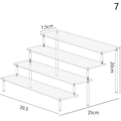 1-4 Tier Acrylic Display Stand Durable Display Rack For Cupcake Perfume Doll Transparent Trapezoidal Blind Box Storage Shelf…