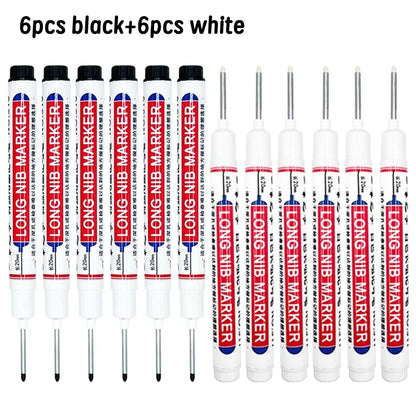 4/12 Pcs Waterproof Long Head Markers Deep Hole Marker Pen for Metal Carpenter Red/Black/Blue/Green Ink Woodworking Tools Ma…