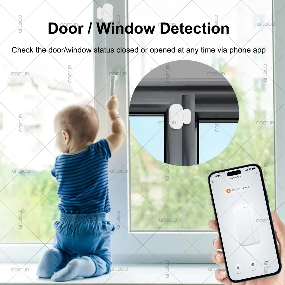 Zigbee Door Window Sensor Open Close Detector Smart Home Security Alarm Burglar Door Sensor Works With Alexa Home Assistant…