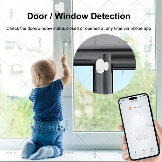 Zigbee Door Window Sensor Open Close Detector Smart Home Security Alarm Burglar Door Sensor Works With Alexa Home Assistant…