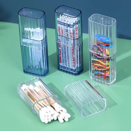 1pc Portable Transparent Storage Box, Practical Toothpick Cotton Swab Case for Travel or Business Trip