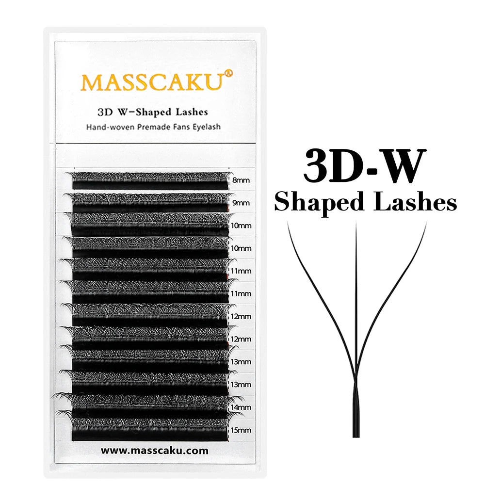 MASSCAKU 3D 4D 5D 6D 7D 8D 10D W Shaped Eyelash Natural Soft Lightweight Individual W Style Premade Fans Eyelashes Extension…
