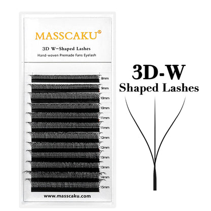 MASSCAKU 3D 4D 5D 6D 7D 8D 10D W Shaped Eyelash Natural Soft Lightweight Individual W Style Premade Fans Eyelashes Extension…