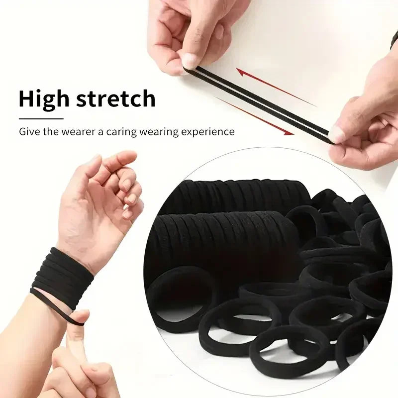 High Elastic Hair Bands for Women Girls Black Basic Hair Tie Headband Simple Ponytail Holder Headwear Hair Accessories - ima…