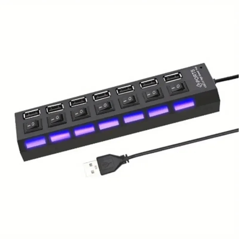 High Speed 4/7 Ports USB HUB 2.0 Adapter Expander Multi USB Splitter Multiple Extender with LED Lamp Switch for PC Laptop -…