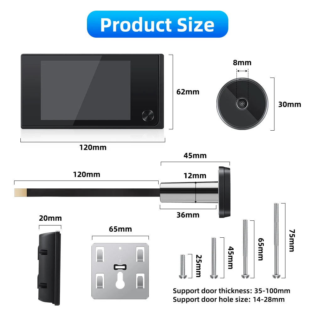 Awapow 3.5 Inch Doorbell Peephole Viewer Digital Door Camera 120° LCD 2 Million HD Pixels Cat Eye Door Bell Outdoor Monitor…
