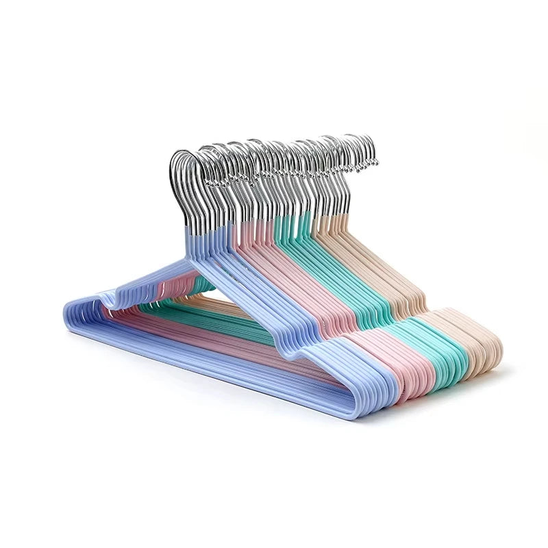 10pcs- Metal Traceless No-slip Clothes Hangers, Durable Strong Clothes Racks, Household Space Saver For Organization Of Bedr…