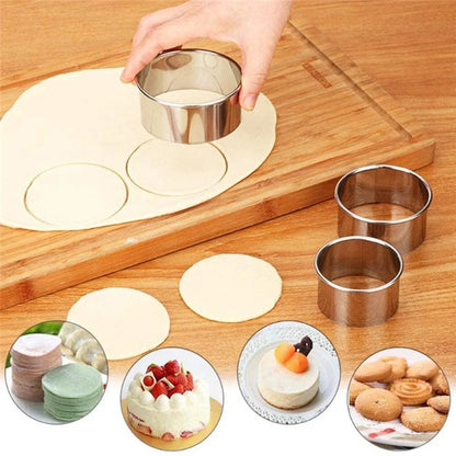 5PCS Round Stainless Steel Biscuit Mold Dumpling Skin Cutting Mold DIY Biscuit Pastry Cake Baking Tools Kitchen Baking Gadge…