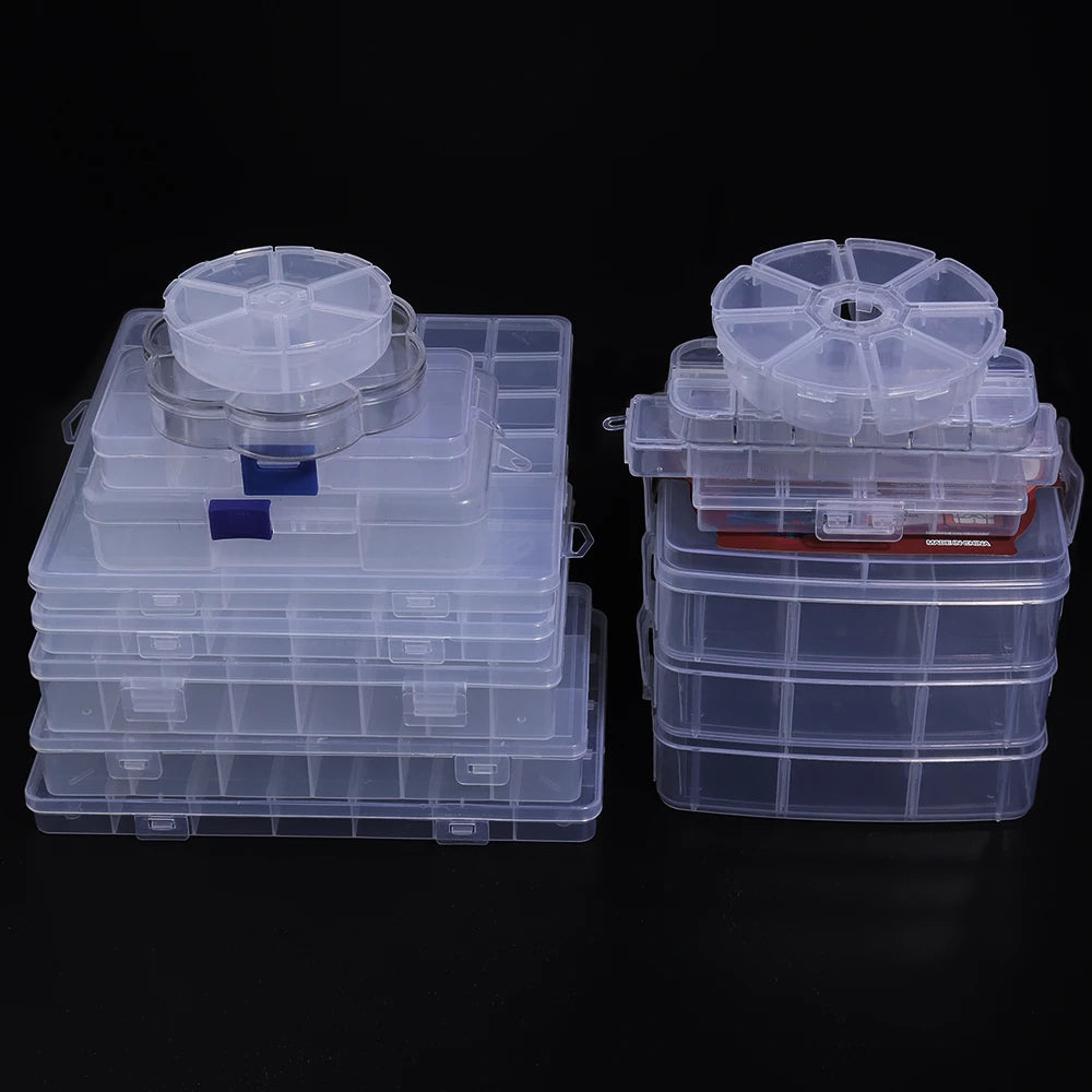 1 Pc Plastic Jewelry Box 5-28 Compartment Slot Organizer Storage Beads Container Adjustable Jewelry Storage Box Rectangle Ca…