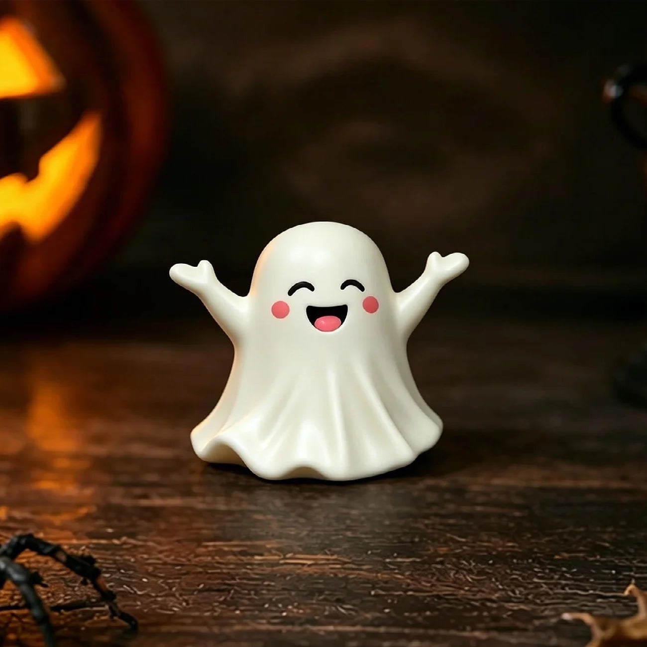 Cute Middle Finger Ghost Statue, Small Halloween Decor for Home, Centerpiece for Coffee Table, Adorable Horror Figure - imag…