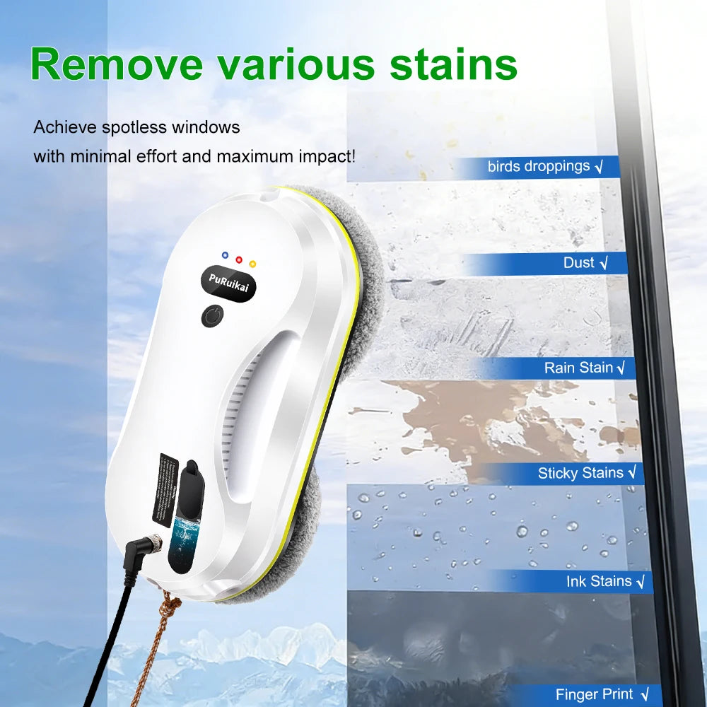 PuRuiKai Household Window Automatic Water Spray Cleaning Robot,With Intelligent Edge Detection System,Robot Glass Cleaner -…