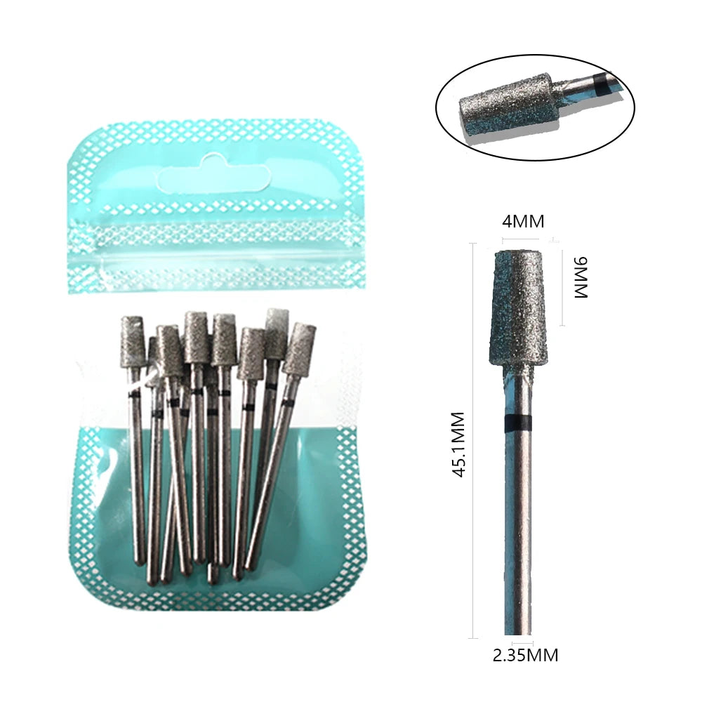 10pcs Diamond Milling Cutter Nail Drill Bits Set For Manicure Accessory Pedicure Eletric Machine Nail Bit Brush Burr Tools -…