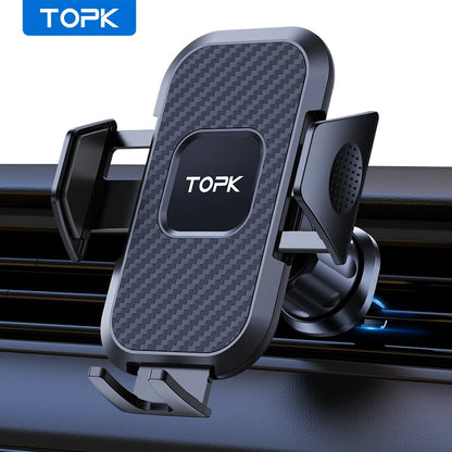 Car Phone Holder Mount,TOPK Upgrade Auto Locking Universal Phone Stand Holder with Hook Clip for Car Air Vent for iPhone Sam…