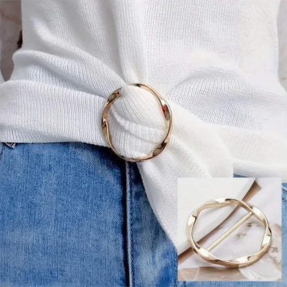 5pcs Fashion Metal Round Circle Clip Buckle Shawl T-Shirt Tie Clip Brooch Waist Buckle Versatile Clothing Ring Wrap Holder -…