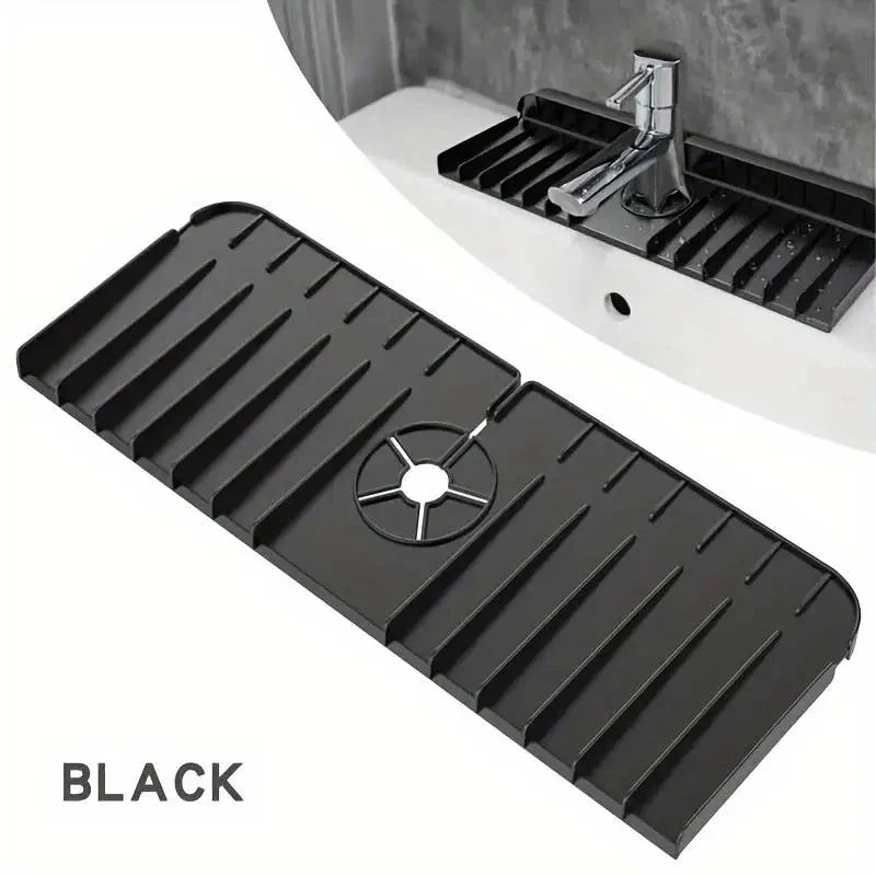 Silicone Faucet Mat Dish Soap Sponge Holder Sink Kitchen Countertop Drying Mat Bathroom Kitchen Sink Splash Guard Drain Pad…