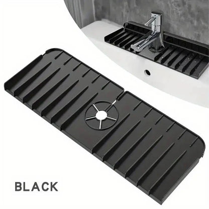 Silicone Faucet Mat Dish Soap Sponge Holder Sink Kitchen Countertop Drying Mat Bathroom Kitchen Sink Splash Guard Drain Pad…