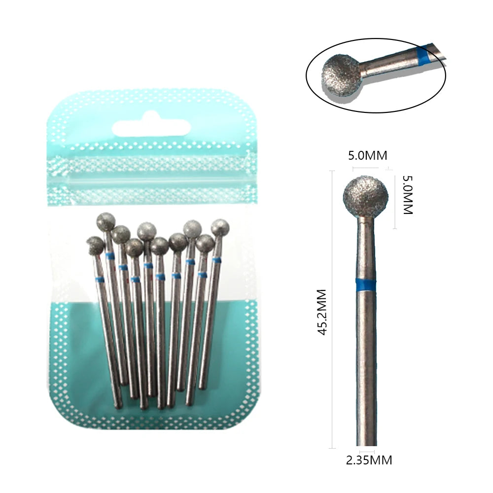 10pcs Diamond Milling Cutter Nail Drill Bits Set For Manicure Accessory Pedicure Eletric Machine Nail Bit Brush Burr Tools -…