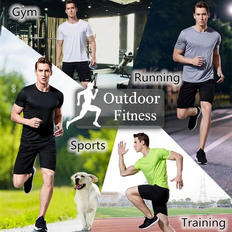 Men's Quick Dry Short Sleeve Gym Running Moisture Wicking Round Neck T-Shirt Training Exercise Gym Sport Shirt Tops Lightwei…