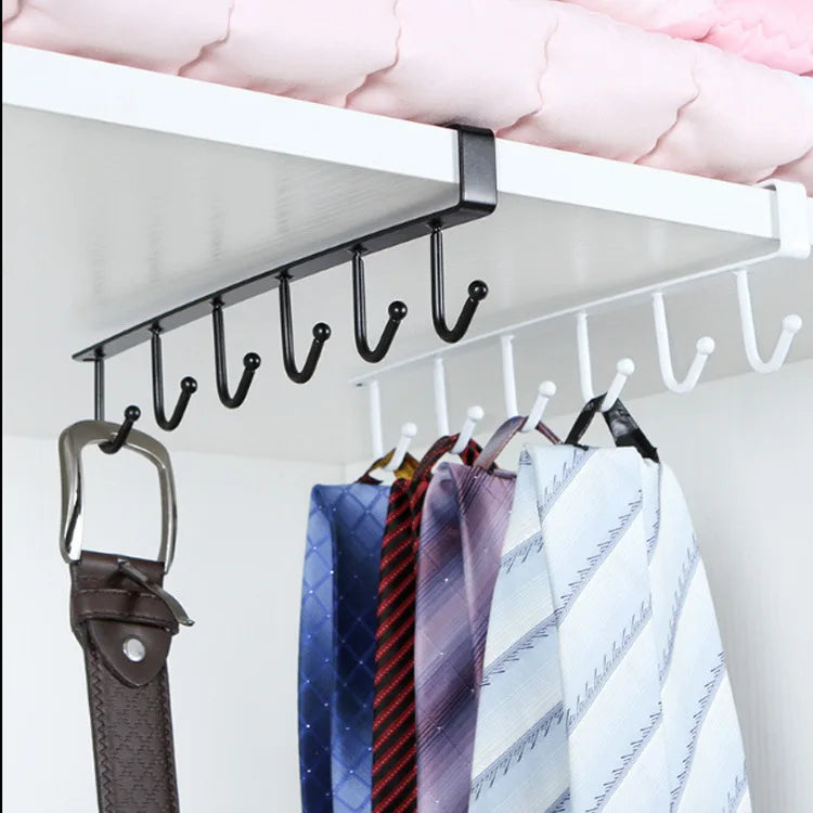 Multifunction 6 Hook Coffee Cup Mug Holder Black White Hooks Shelf Multifunction Kitchen Cabinet Sundries Organizer Storage…