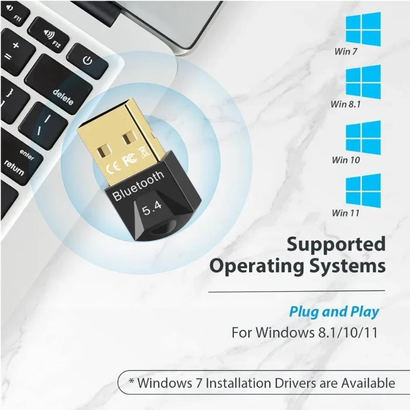 USB Bluetooth Adapter for Pc Usb Bluetooth 5.4/ 5.3/ 5.1/ 5.0 Dongle Receiver for Speaker Mouse Keyboard Music Audio Transmi…
