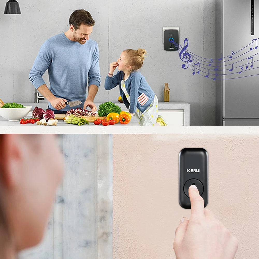KERUI Wireless Doorbell Waterproof OutDoor Smart Home Door Bell Welcome Melodies Chimes LED Flash Security Adjustable Volume…