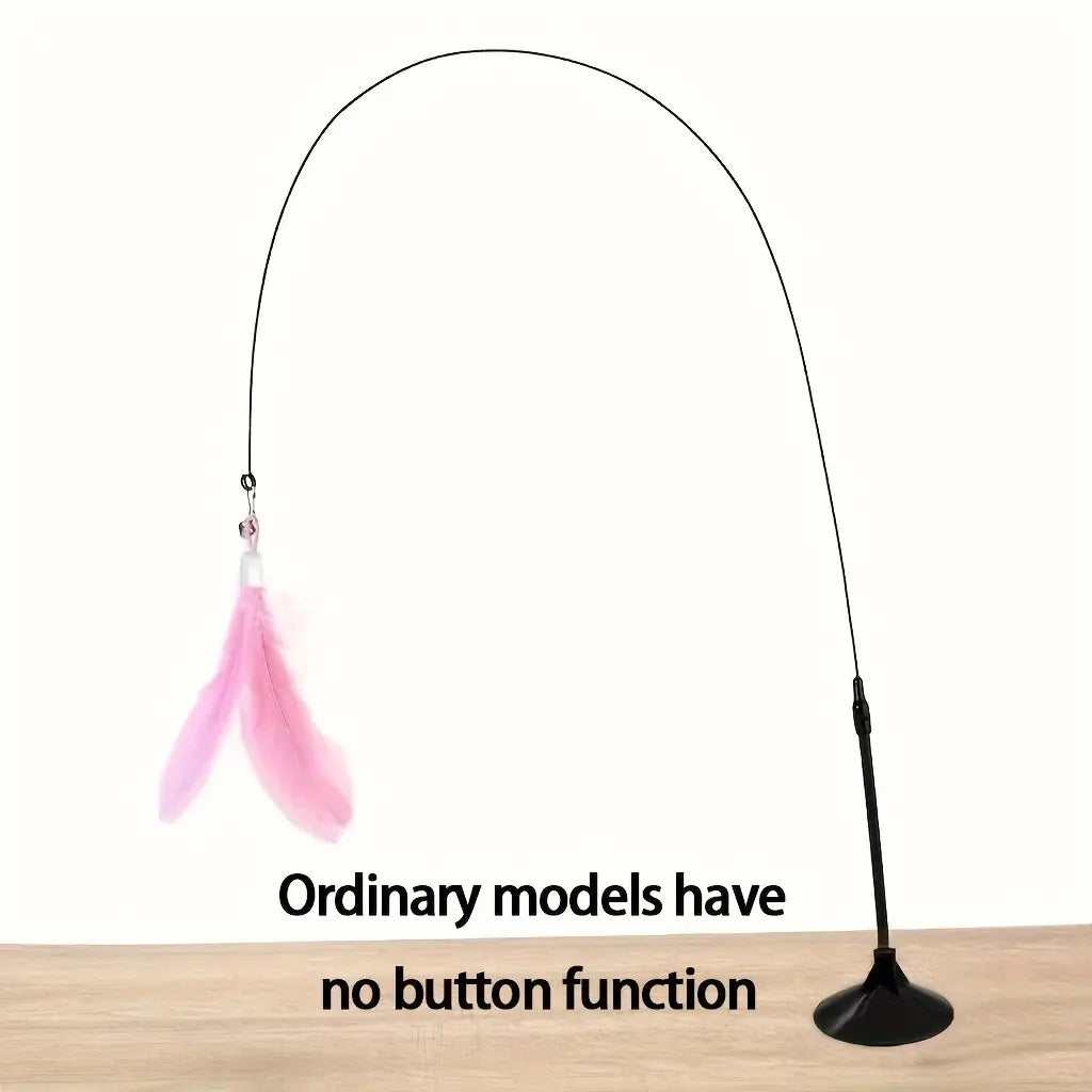 Cat Teaser Toy - Interactive Bell & Feather Wand - Long Suction Cup Pole for Exciting Playtime Adventures - Ultimate Cat Toy…