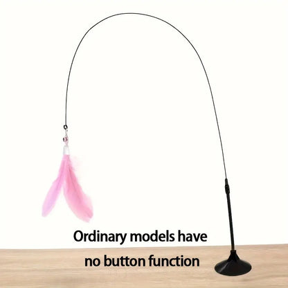 Cat Teaser Toy - Interactive Bell & Feather Wand - Long Suction Cup Pole for Exciting Playtime Adventures - Ultimate Cat Toy…