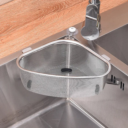 Kitchen Sink Drain Basket Stainless Steel Triangle Food Vegetables Peel Egg Filter Storage Organizer Kitchen Shelf Rack Drai…