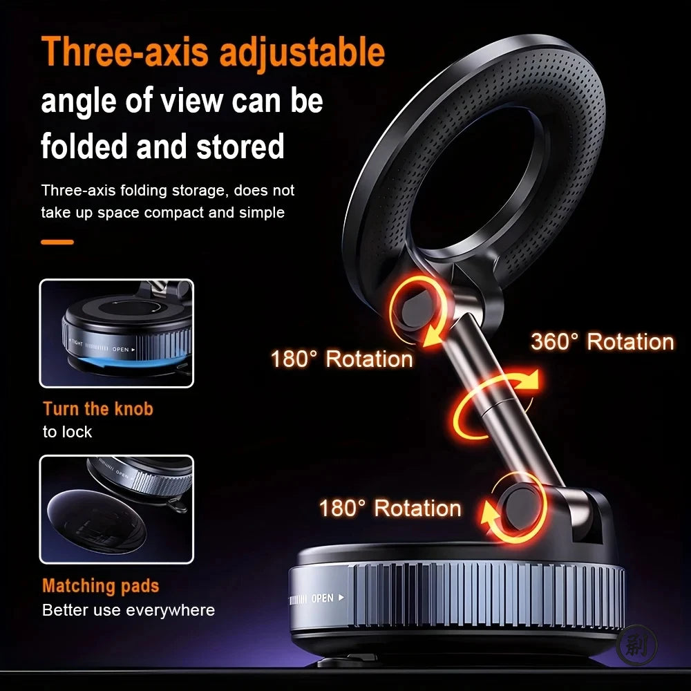 Strong Magnetic Car Phone Holder Foldable Design 360° Adjustable Vacuum Mount for Car/Desk/Bathroom/Universal Use - image 5