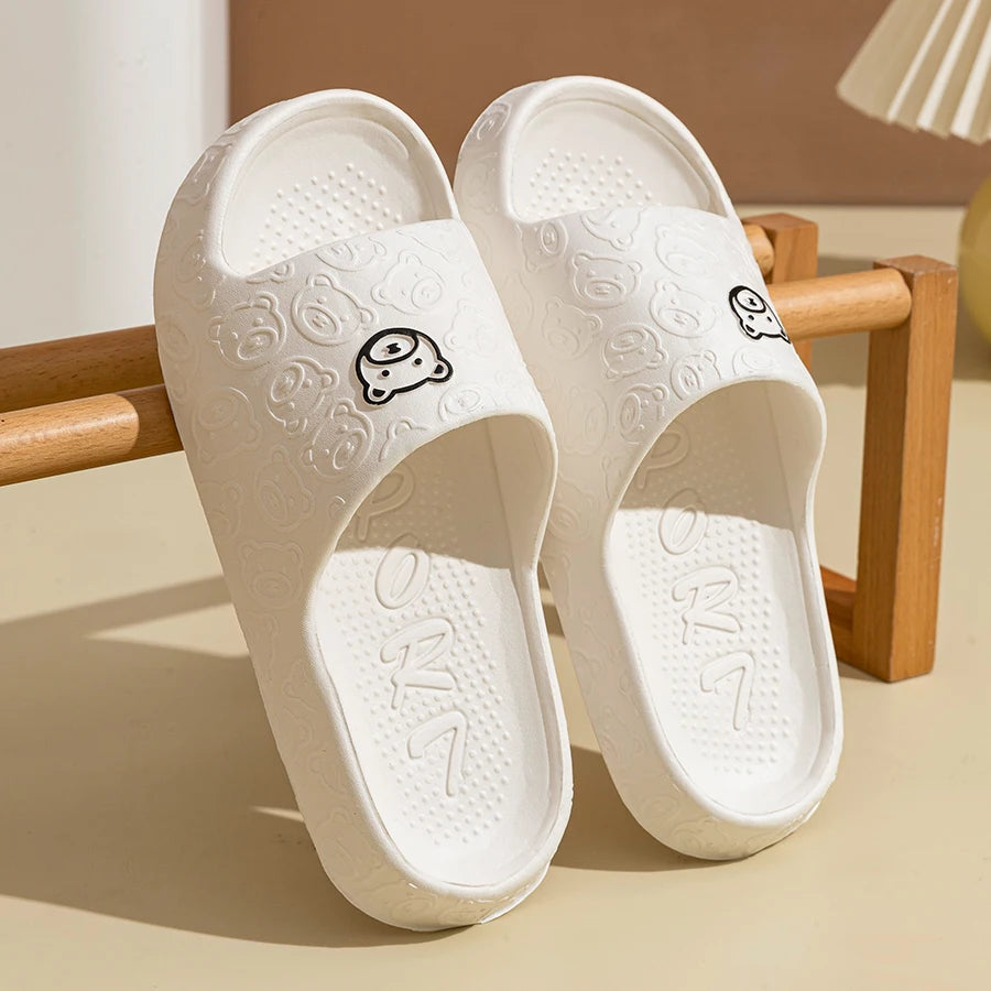Summer Fashion Men's Slippers Printting Little Bear Sandals Indoor Bathroom Non-slip Soft Women Dormitory Casual Shoes Coupl…