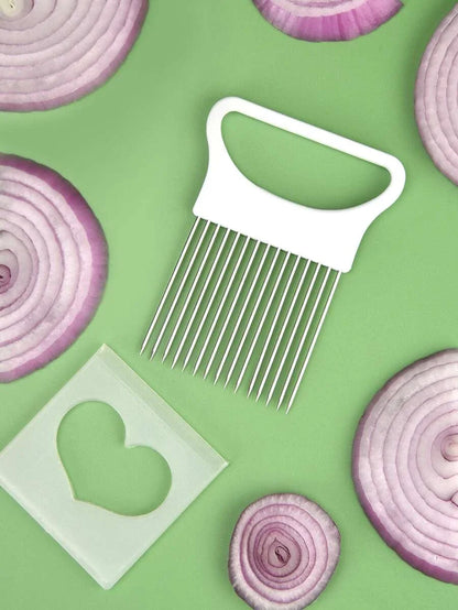 Effortlessly Slice Onions with this 1pc Colorful Onion Slicer Kitchen stainless steel potato chip onion holder - image 4
