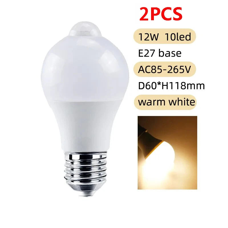 PIR Motion Sensor LED Light Bulb 12W E27 Smart Bulb Motion Activated ON/OFF Home Lights Lamp for Home Stair - image 9