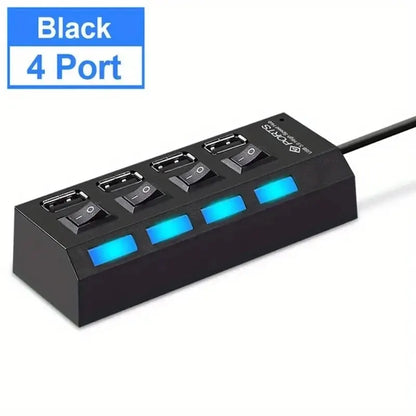 High Speed 4/7 Ports USB HUB 2.0 Adapter Expander Multi USB Splitter Multiple Extender with LED Lamp Switch for PC Laptop -…