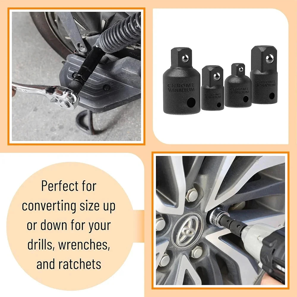 4PCS Impact Socket Adapter Reducer Set 1/2 3/8 1/4 inch Use Wrenches Drills in Auto and Impact Driver Construction Work - im…
