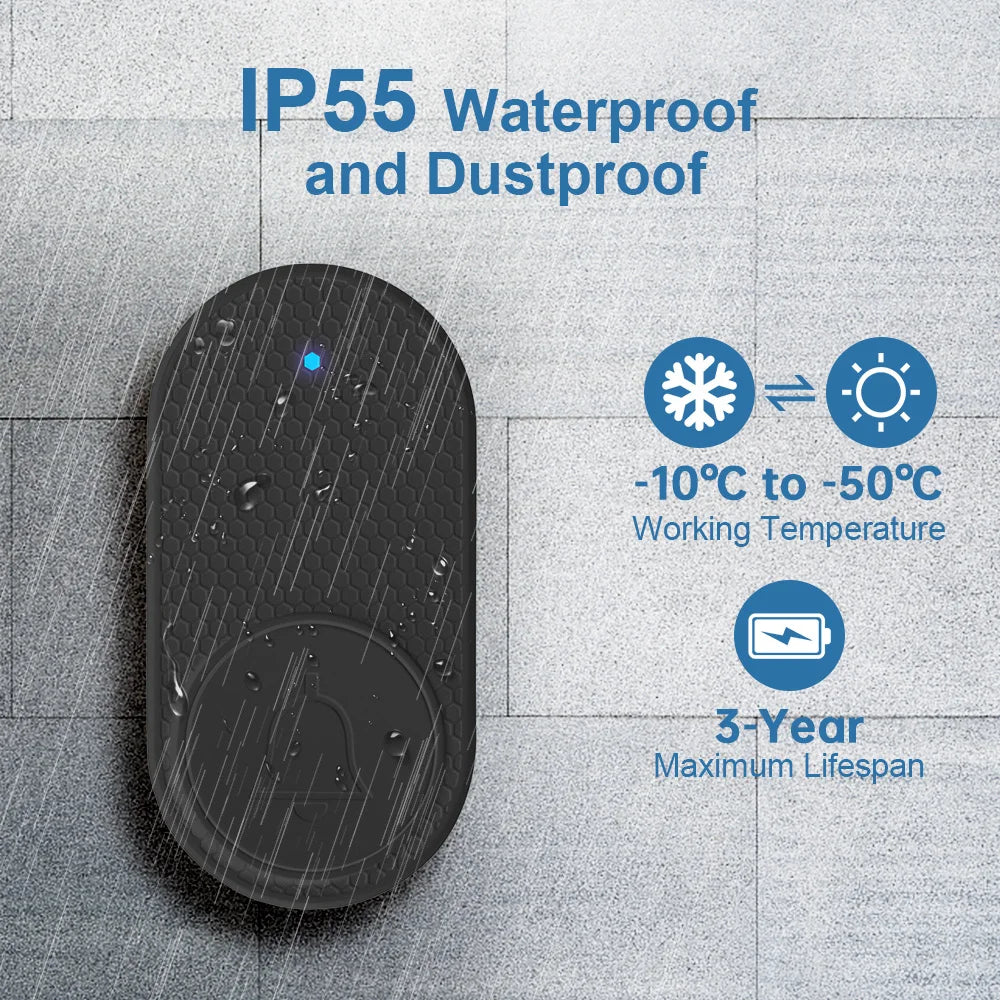 Fuers Wireless Doorbell Waterproof Welcome Chime Home Door Bell Intelligent 32 Songs Smart Melodies Alarm With Battery - ima…