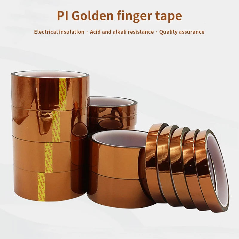 30m Long Gold Finger High Temperature Resistant Tape Polyimide Tape Multi Size Pet Anti Static Lithium Battery Insulation Ta…