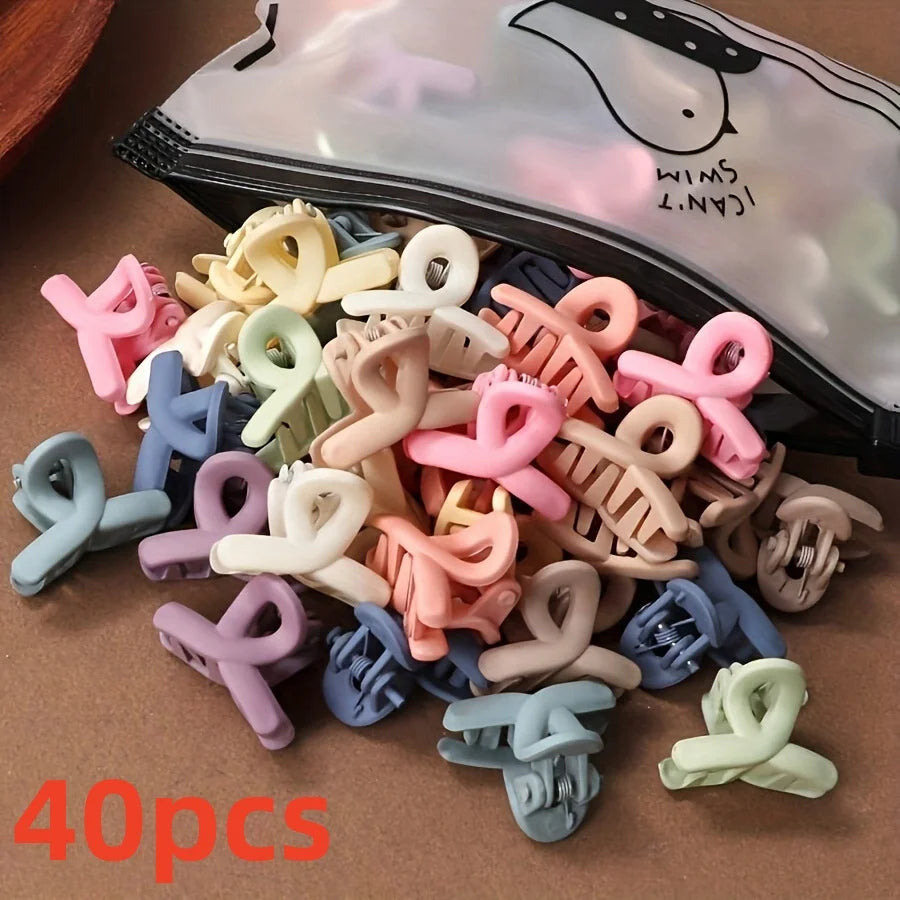 20 Pcs/bag Solid Color Matte Hollow Hair Claw Clip Candy Color Catch Barrettes Stylish Hair Accessories Suitable for Women -…