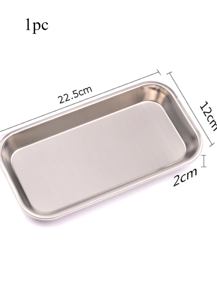 1/2pcs Kitchen Tray Stainless Steel Square Storage Tray Dental Medical Tool Nail Tattoo Dental Medical Device Supplies Tray…